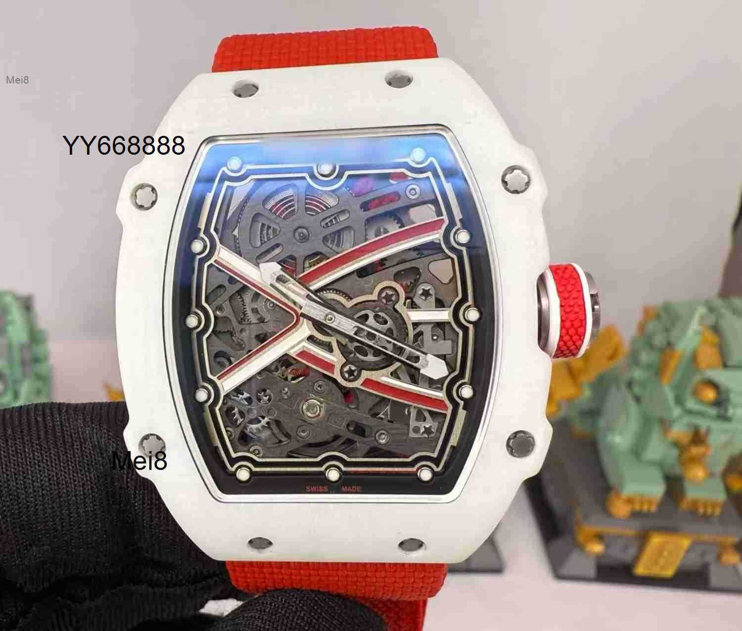 Mens watches high quality Luxury watch Automatic Mechanical watch Rmm6702 Tourbillon Movement 38X47X78mm sapphire crystal mirror ceramic case design