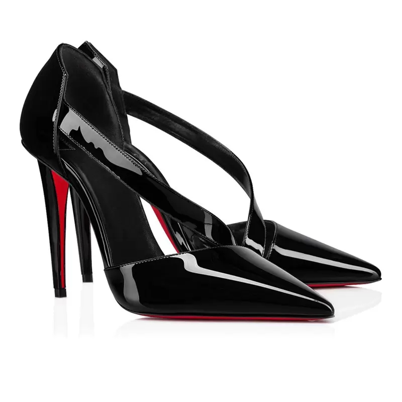 Fashion Designer Summer Lady Red Bottoms Sandals Pumps Famous Astridal 100mm Popular Women Pointed Toe Slingback Straps Patent Leather High Heels Sa