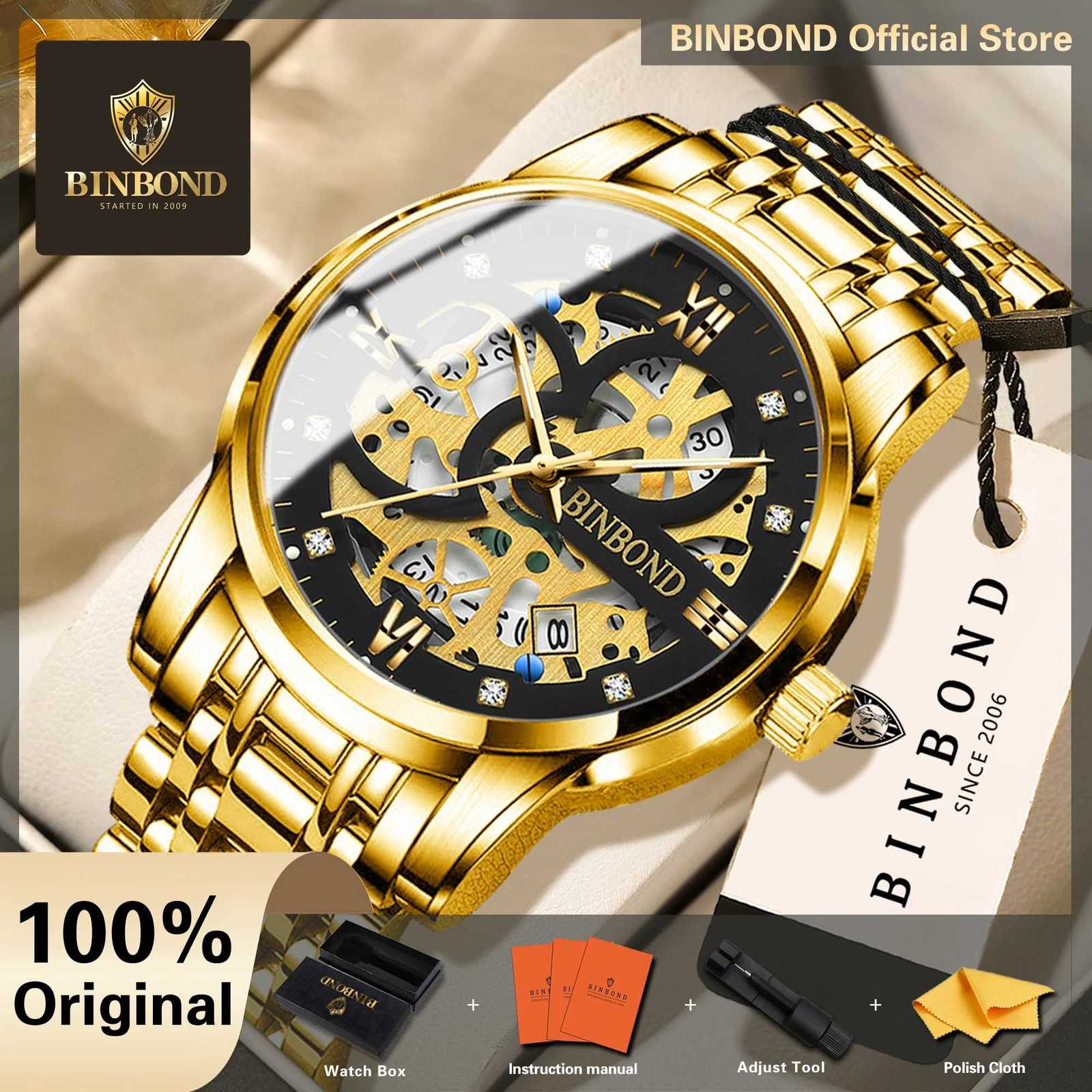 BINBOND Original Quartz Watches For Men Luxury Luminous Waterproof Kuvars Kol Saatleri Men's Watch Orologi Uomo Reloj HommesT260916