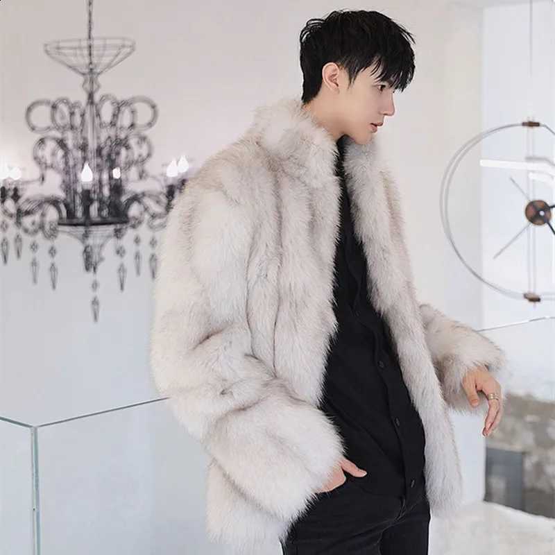 Coats Fur Men Short Faux Jackets Pocket Stand Collar Thick Warm Fur Casual Loose Fit Open Stitch Single Breasted 2025 WinterW260915