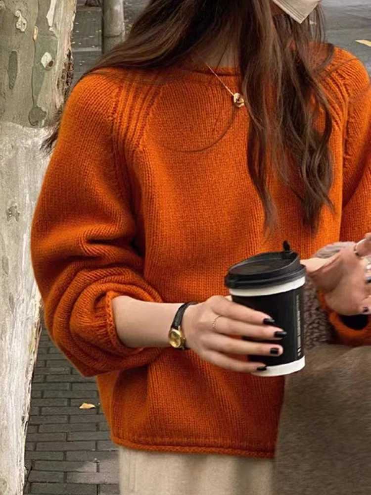 Harajuku Loose Long 2026 Sleeve Women Sweater Korean Autumn Winter Jumpers Knitwear Tops Chic Solid Femme Sweater Pullover J260916