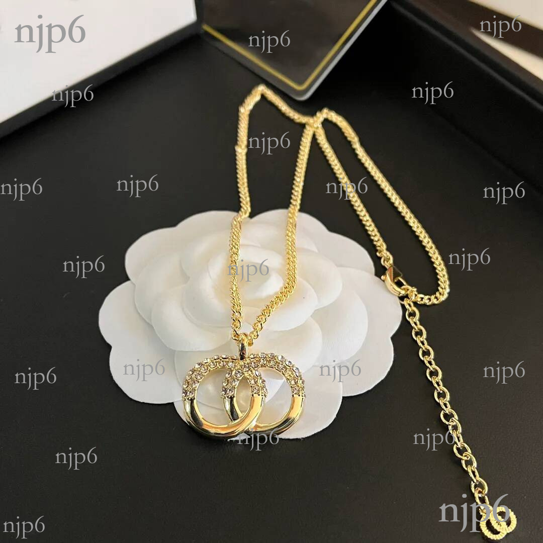 Designer Crystal Chain 18K Gold 925 Silver Plated Necklace Stainless Steel Boutique Women Jewelry Classic Gift Stamp
