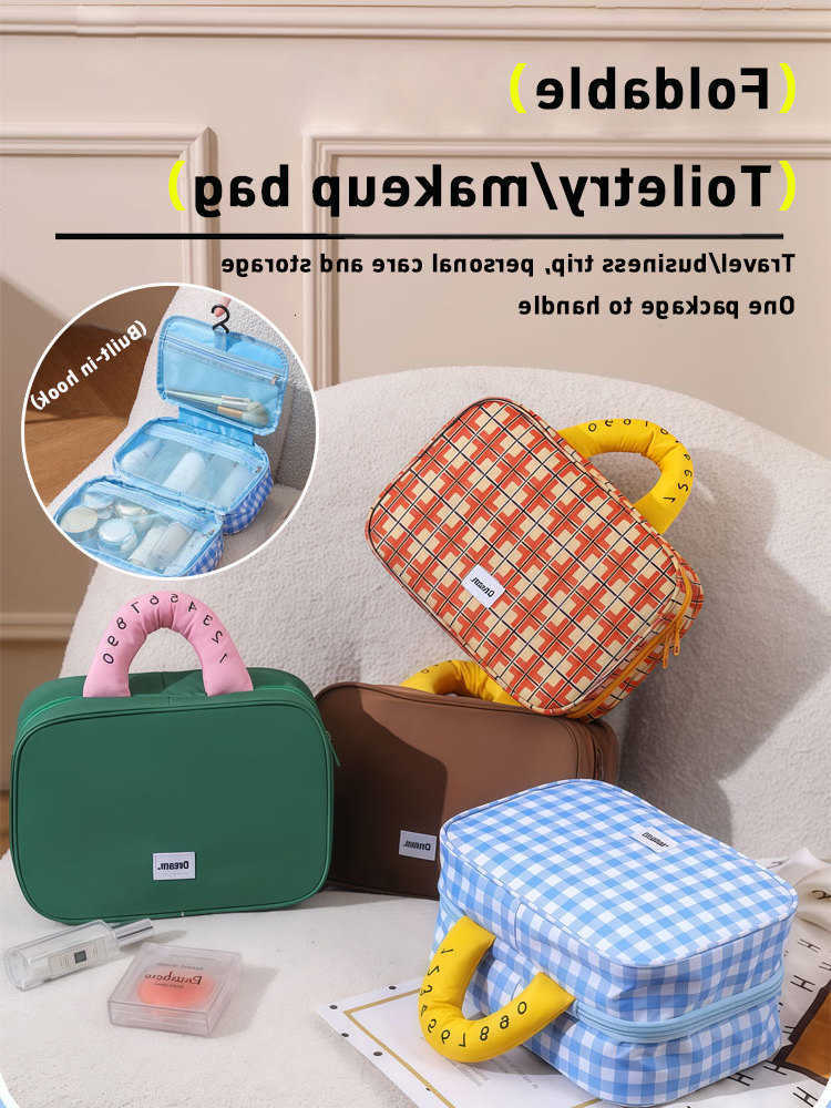 Autumn and 1PC Winter Travel Grid Storage High Appearance Level Outdoor Makeup Bag Large Capacity Portable CosmeticsT260917