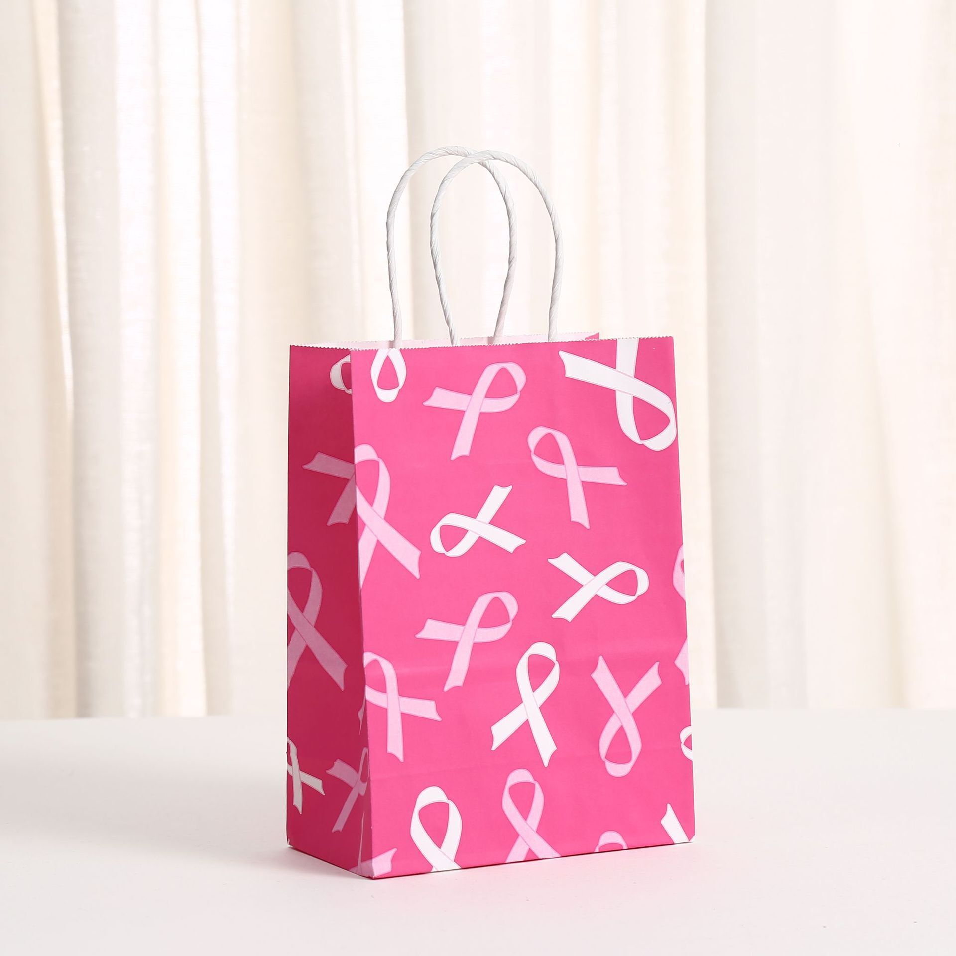 Crossborder Pink Ribbon Tote Bag for Breastfeeding Mothers, Women's Party Gift Packaging Bag, Wholesale Printing
