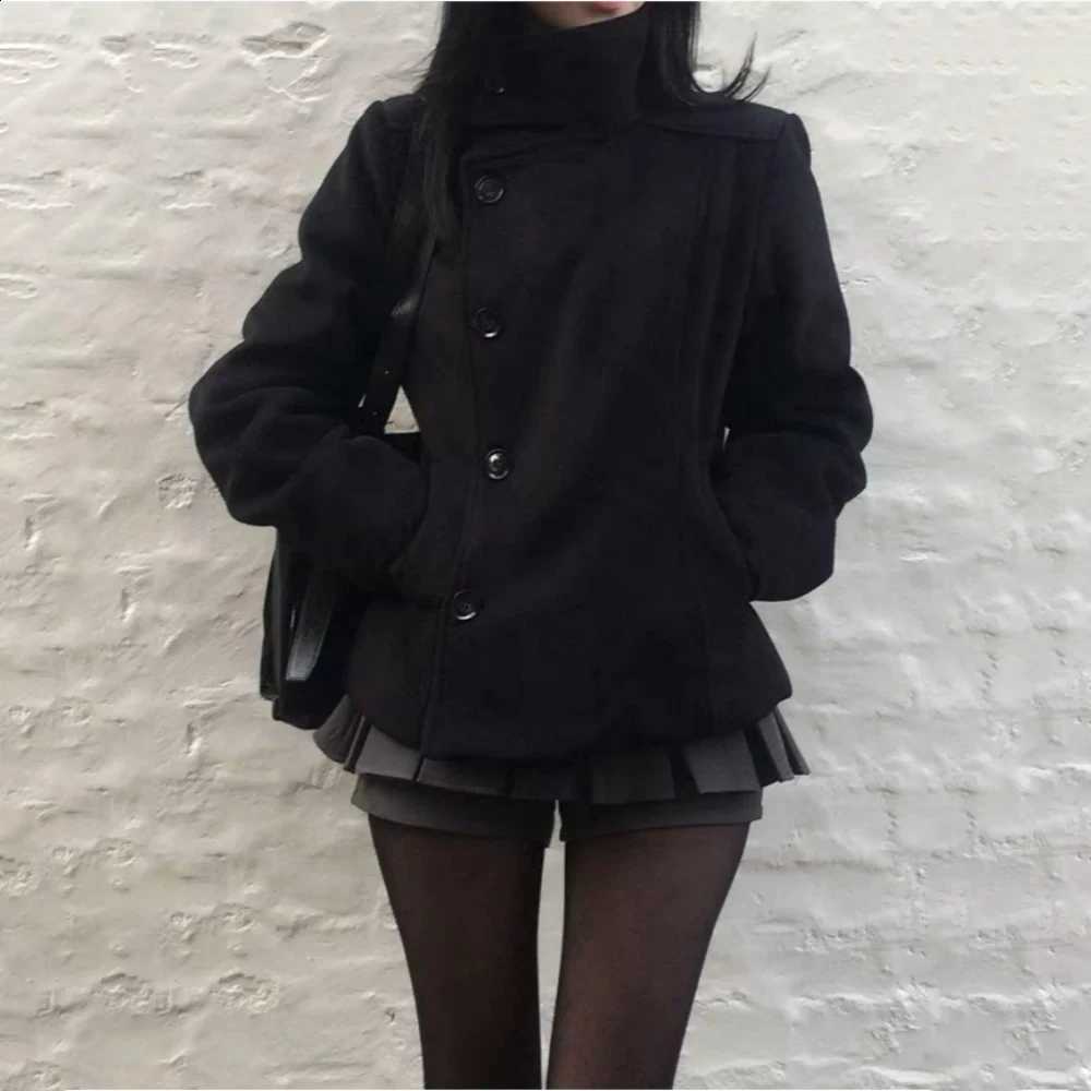 Autumn/Winter Coat Elegant Solid Color Women's Turtleneck Y2K Retro Harajuku Black Overcoat Slim Casual Warm Versatile Lady Top C260917