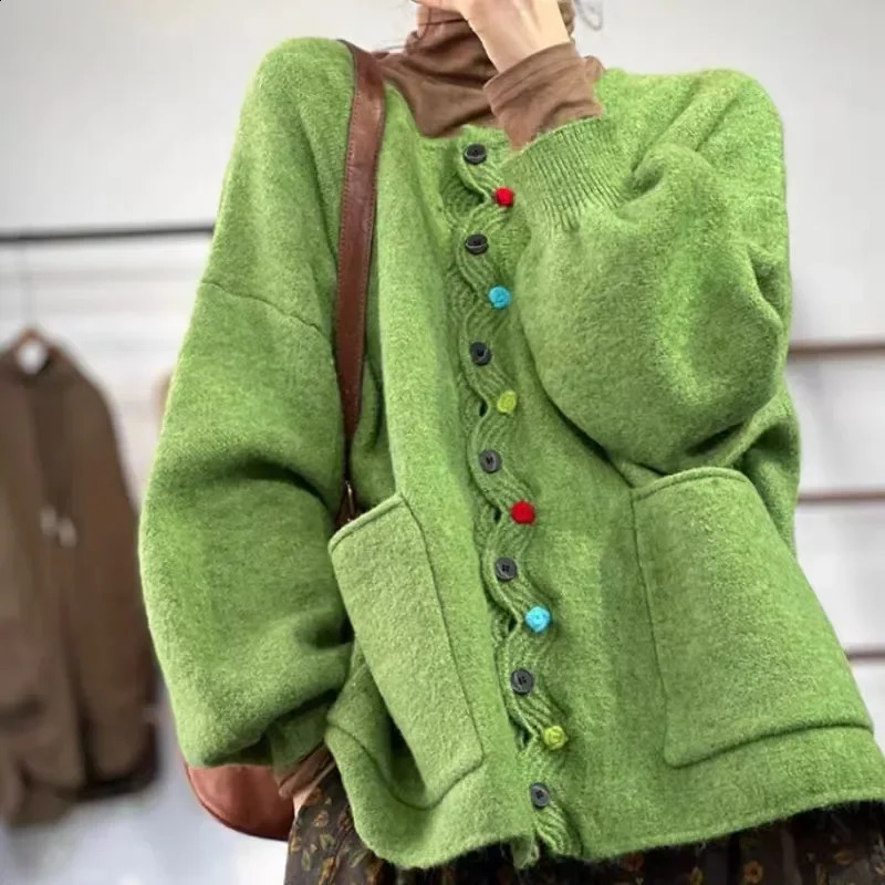 Winter Autumn Womens Oversize Cardigan Sweater Casual Loose Knitwear with Buttons Thick Warm Fashion Jumpers for Women 260917