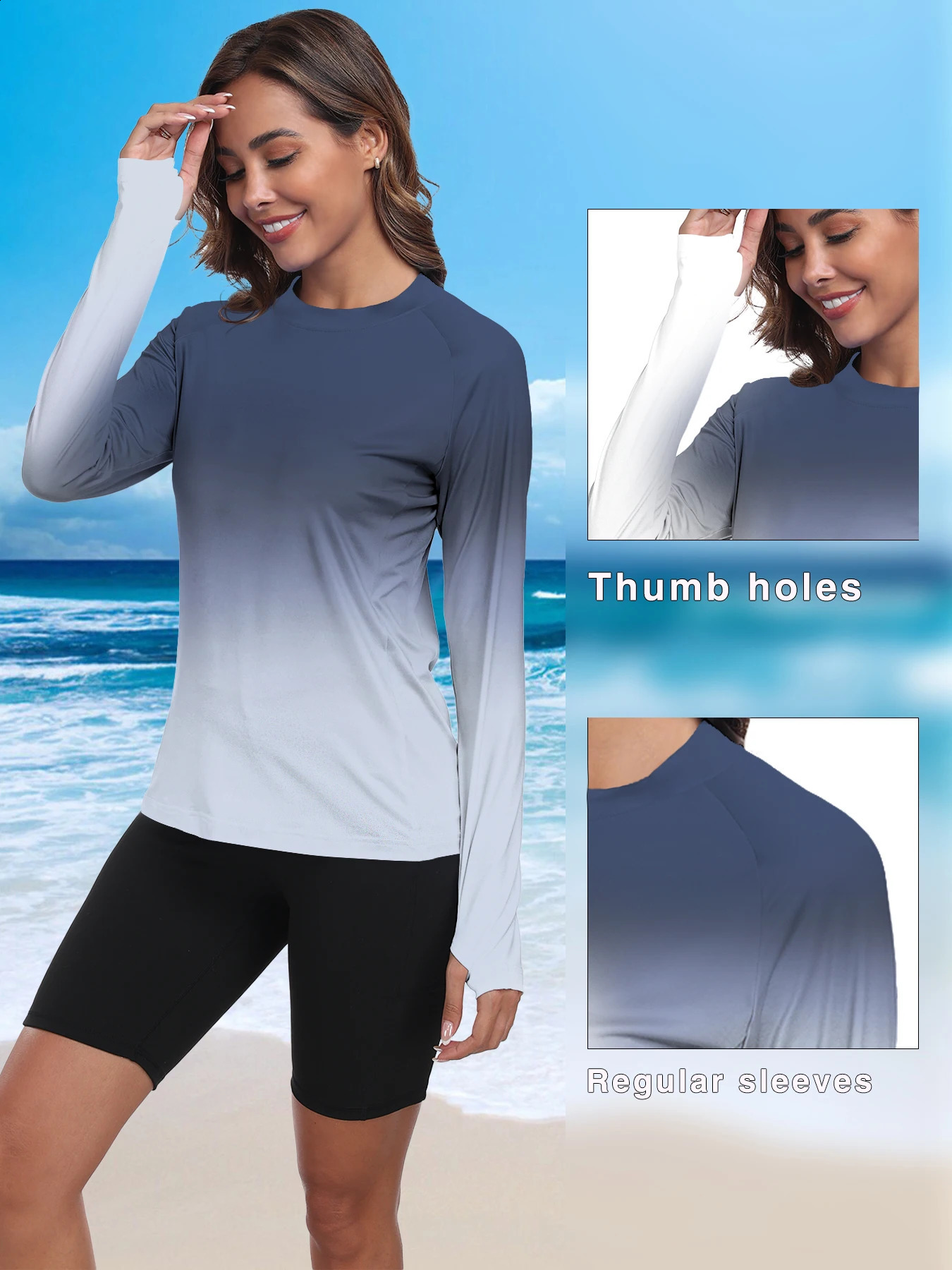 Women's UPF 50 Sun Shirts Long Sleeve UV Protection Rash Guard Lightweight Quick Dry SPF Hiking Tops Outdoor 260917