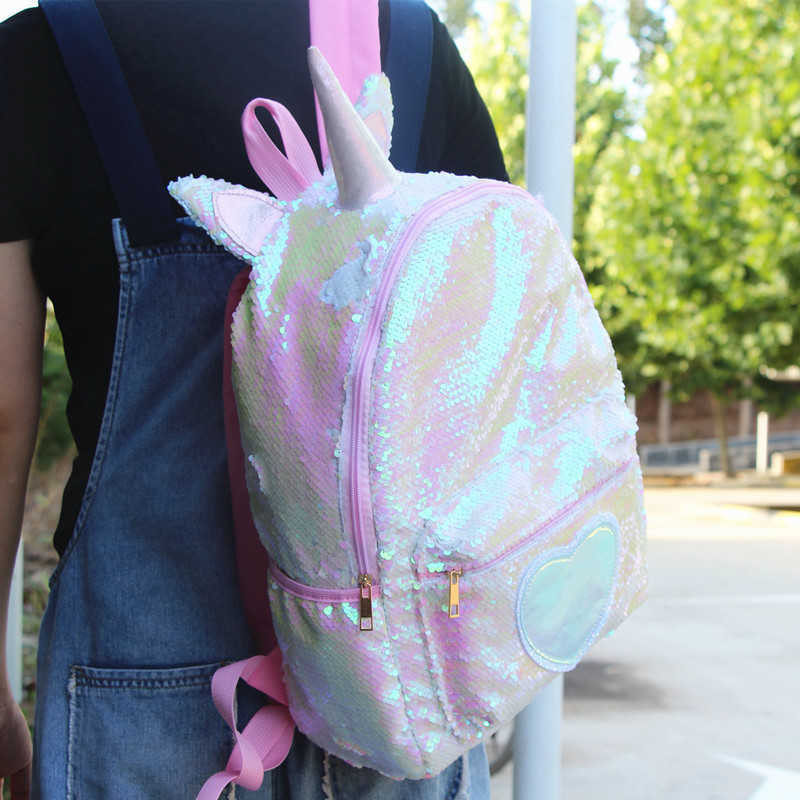 Capacity Unicorn Large Sequin Kids Backpack for Boy Student Cartoon Backpack Casual Sequin Backpack Back To School Bags MochilaT260917