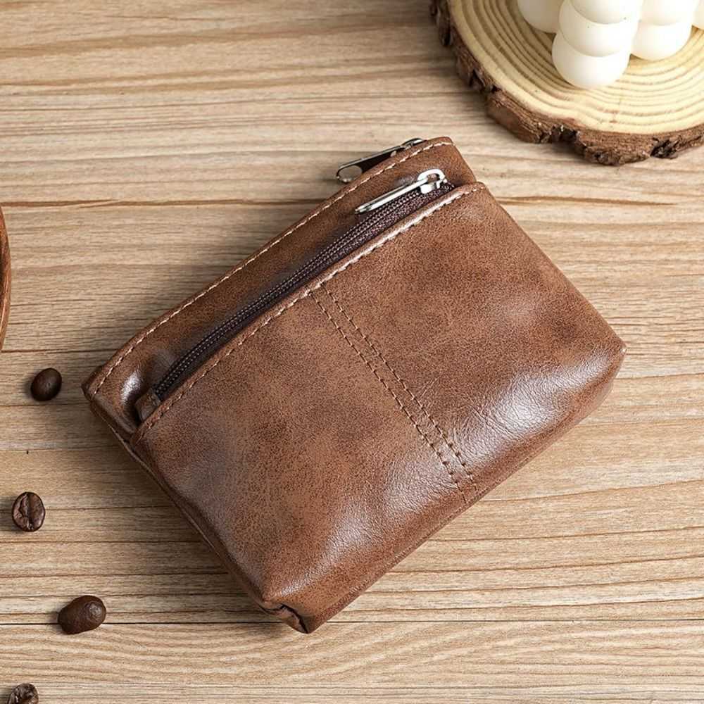 PU Leather New Zero Wallet Solid Color Vintage Card Bag Zipper Coin Purse UnisexT260917