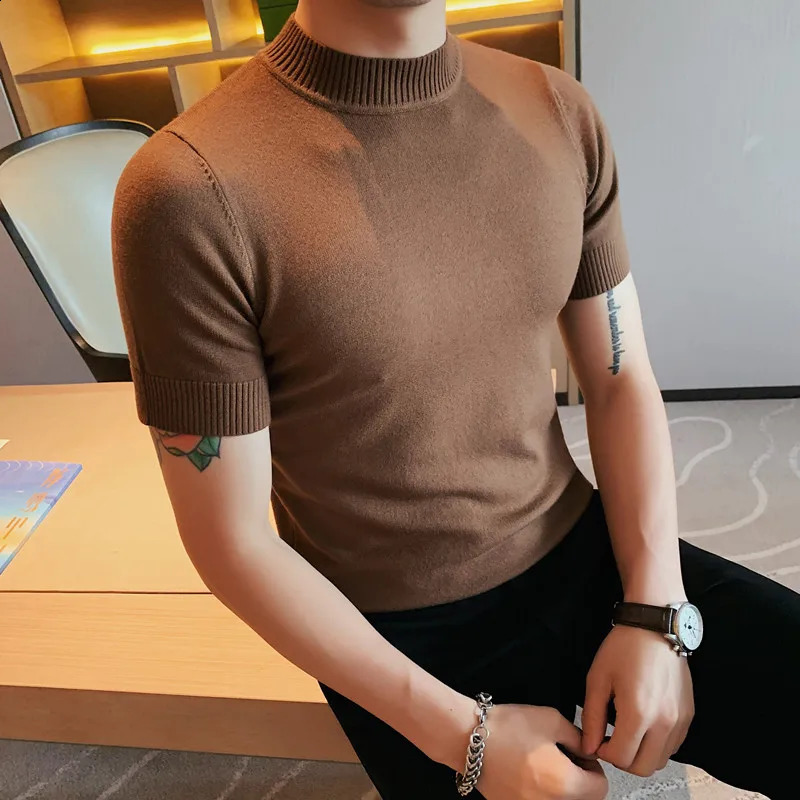 Sweater Korean y Clothing Autumn Winter Men's Sweater With High Collar Oversize Slim Fit Casual Knit Turtleneck 4XL-M 260917