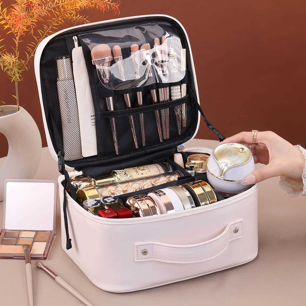 Luggage Carry on Storage Box Large Multifunctional Makeup Bag Dividers Travel Cosmetic Organizer PU Waterproof Toiletry PouchT260917