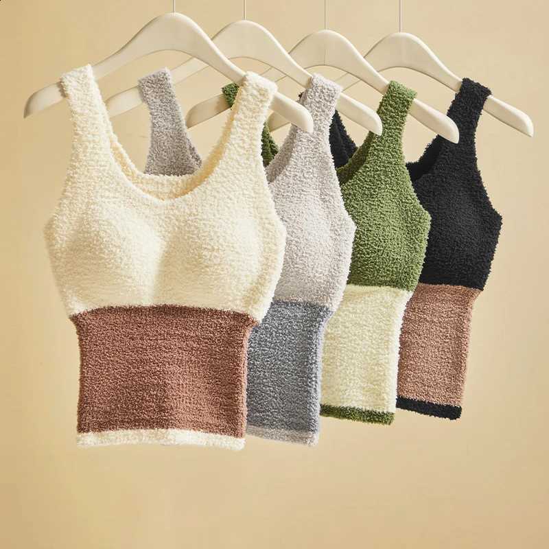 2026 Winter Women Lambwool Thermal Vest With Bra Body Corset Undershirt Slim Vest Underwear Bottoming Top Lady Homewear H2609161