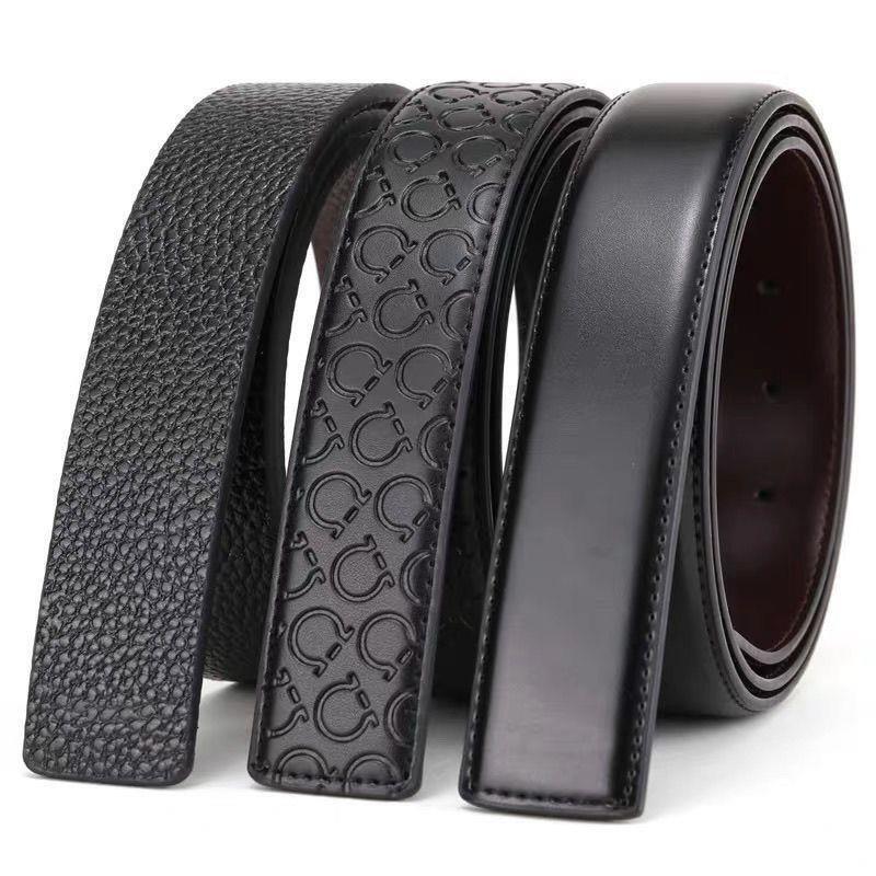 Men's genuine leather belt without buckle, 8-shaped, 3.3cm wide, suitable for Mabao buckle