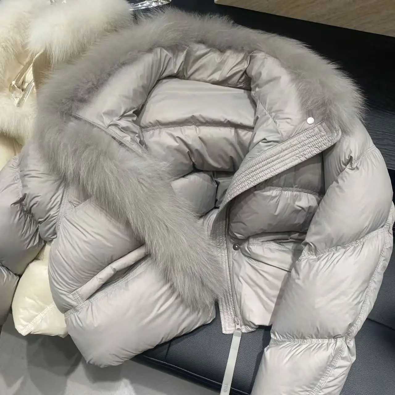 Coat 3-15 Years Kids Winter Thickened Down Jacket With Fur Collar Fashionable Gray Outerwear for Girls 100-170CM J260917