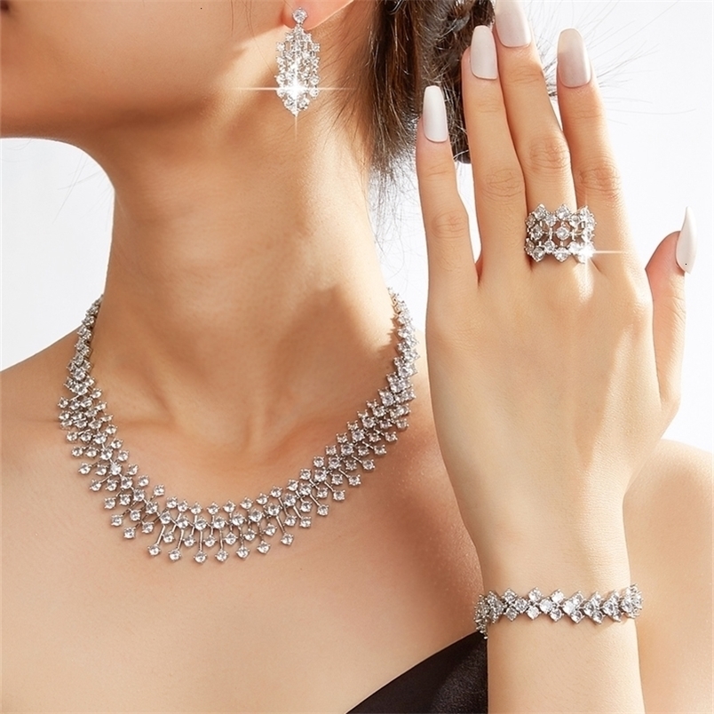 y Simplicity Geometric Round Necklace Cubic Zircon For Women's Wedding Engagement Dubai Bridal Jewelry Set 260916