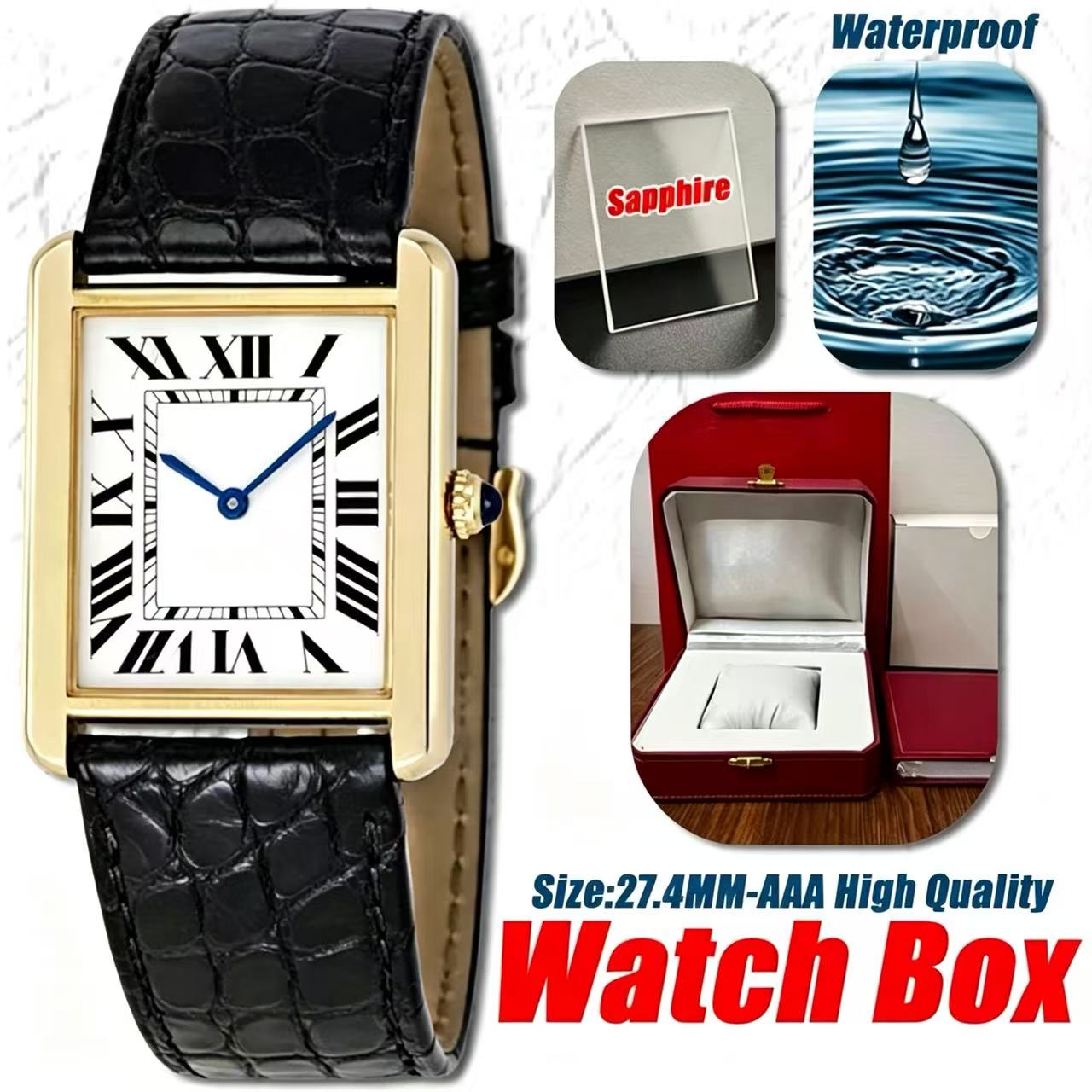 Luxury Mens Watch Designer Watches Men AAA+ High Quality 24.4MM 27.4MM Quartz-Battery Movement Watches Sapphire Stainless Steel Waterproof Classic W