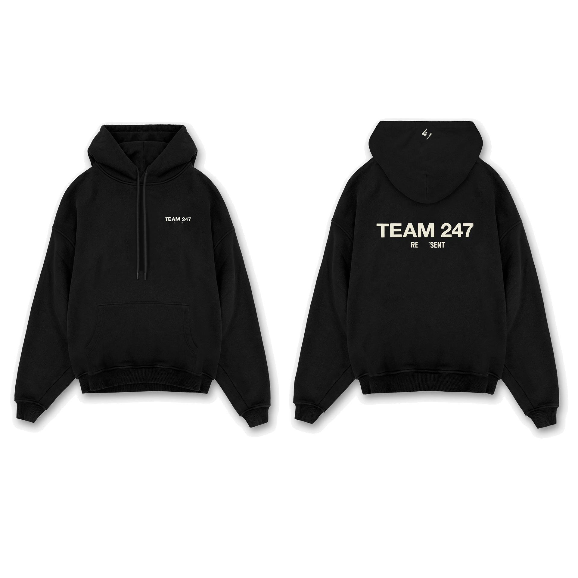 Team247 Hoodie Design representerhoodies Mens Hoodie Back Cursive Letter Slogan Print Premium Cotton High Street Casual Pullover for Spring Fall Dai