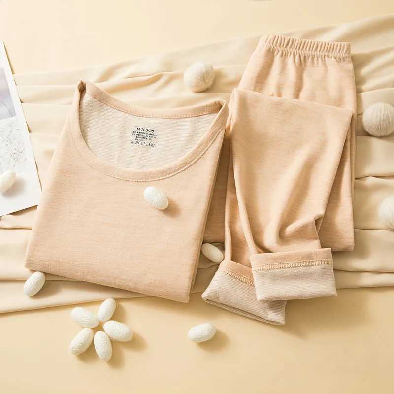 Women Thermal Underwear Set Wool And Silk Double Layer Thickened Fleece Brushed Thermal Shirt Mens Leggings Sexy Thermal Pants H260916