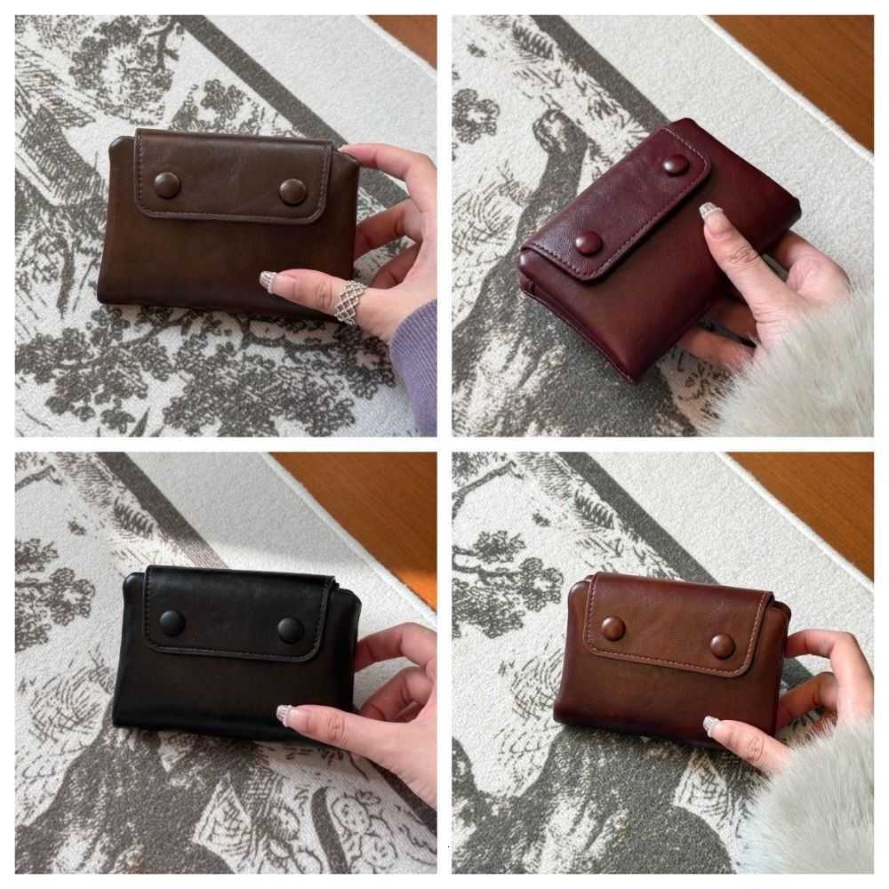 Korean Retro Fashion Women Wallets Soft PU Leather Multi-Card Money Bag Short Zipper Business Case Bag PouchT260917