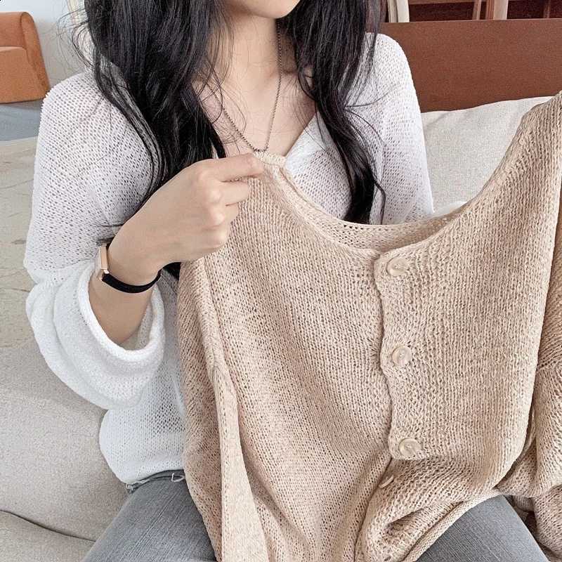 Women Cardigan Korean zjaiss Chic Loose Lightweight Knit Sweater Sun Protection Outer Coat 2026 Summer Casual Versatile Top J260916