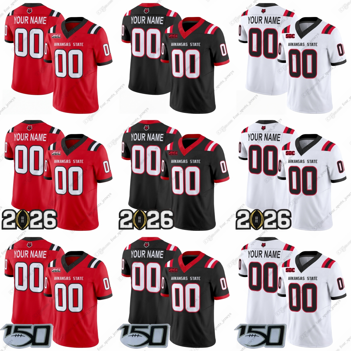 Custom Arkansas State Red Wolves 9 Trey Owens college Football Jersey 5 Kenyon Clay 2 Chauncy Cobb 3 Hunter Summers 23 Solomon Baggett 22 Ezell Joll