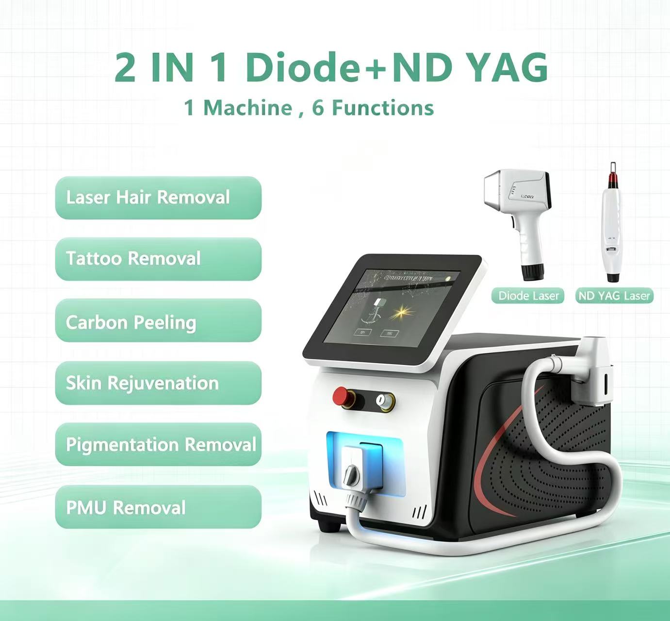 Manufacturer Salon Use Portable Laser Machine 808nm Diode Hair Remover ND YAG Tattoo & PMU Removal