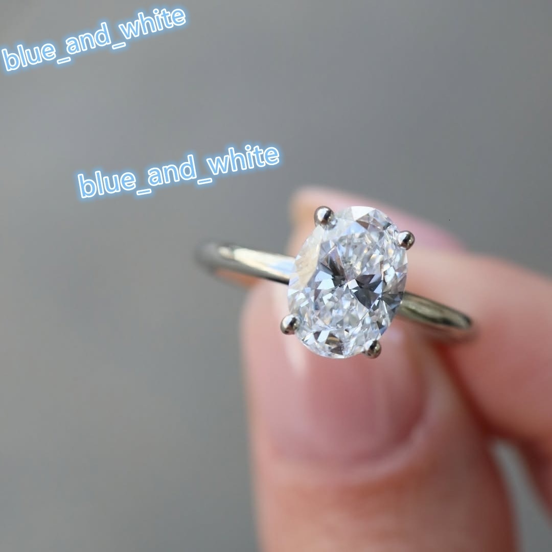 Factory Price 2ct Crushed Iced Cut Oval Moissanite Solitaire Engagement Wedding Ring 14K 18K White Gold VVS1 Gemstone Rings