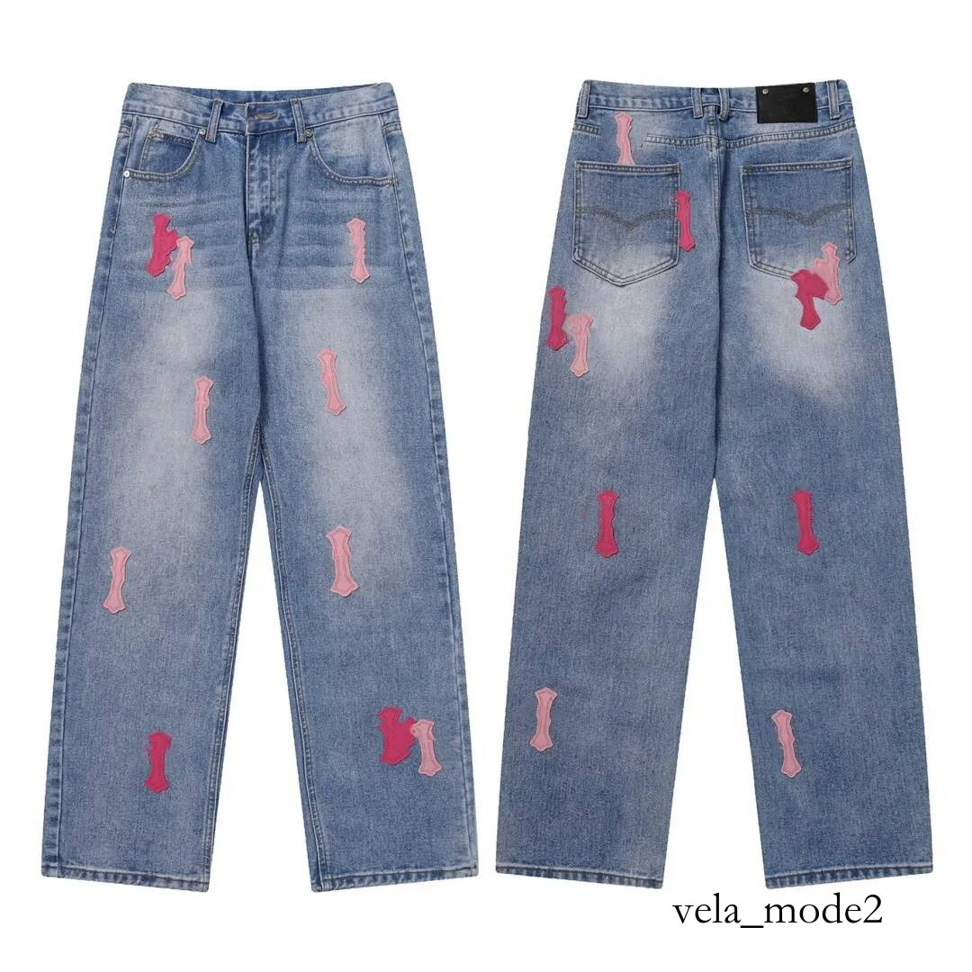 Fashion Chrome Jeans Designer Contemporary Style Baggy Daily Wear Luxury High Quality Classic Hip Hop Cotton Casual Hot Sales Brand New Design Heart