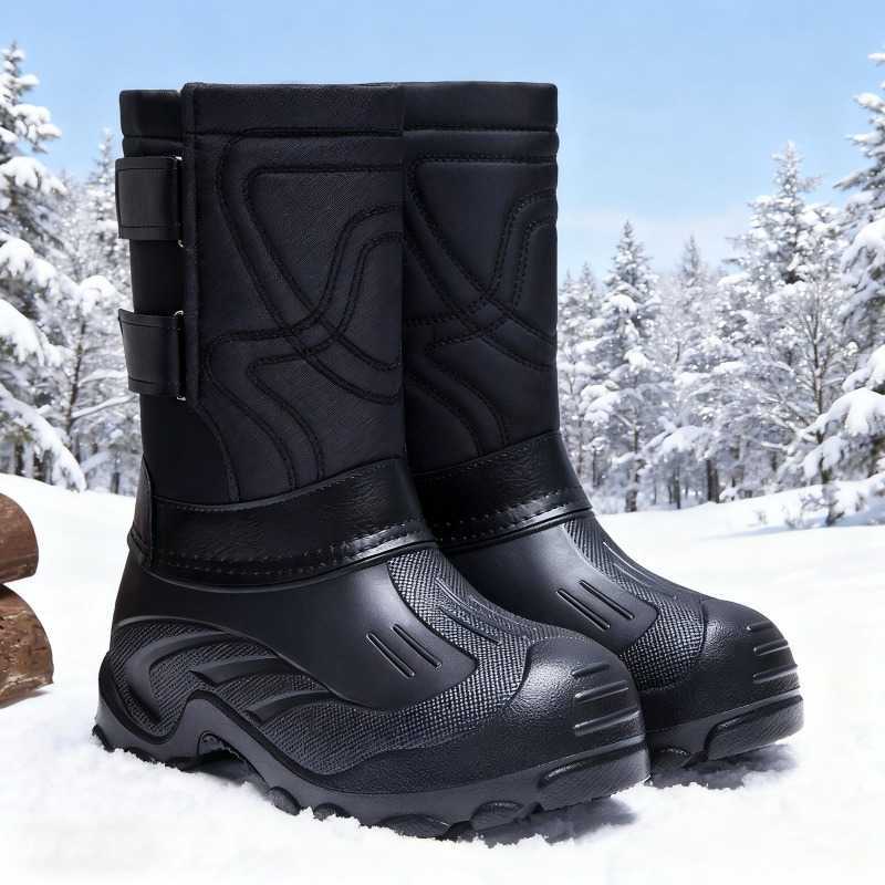 Men Snow Boots Outdoor Waterproof Fishing Boots Winter Plush Warm Cotton Boot Lightweight EVA Work Boots Winter Cotton RainBoots D260917