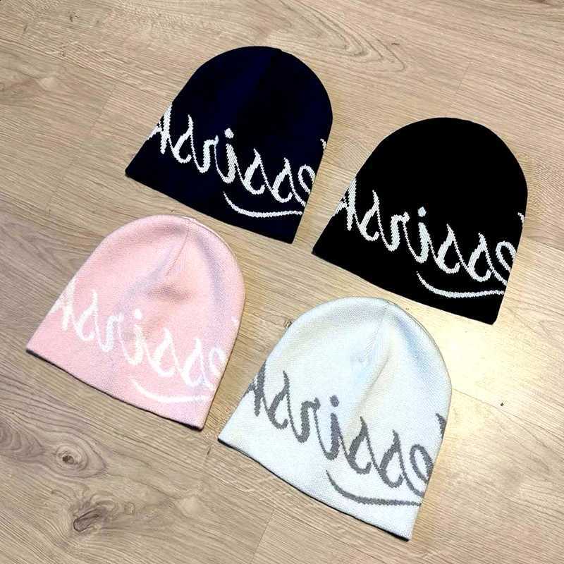 Spring New Product Y2K Letter Pattern Knitted Hat Double-Sided Jacquard Single-Layer Lightweight Pullover Cap for Men and WomenT260916