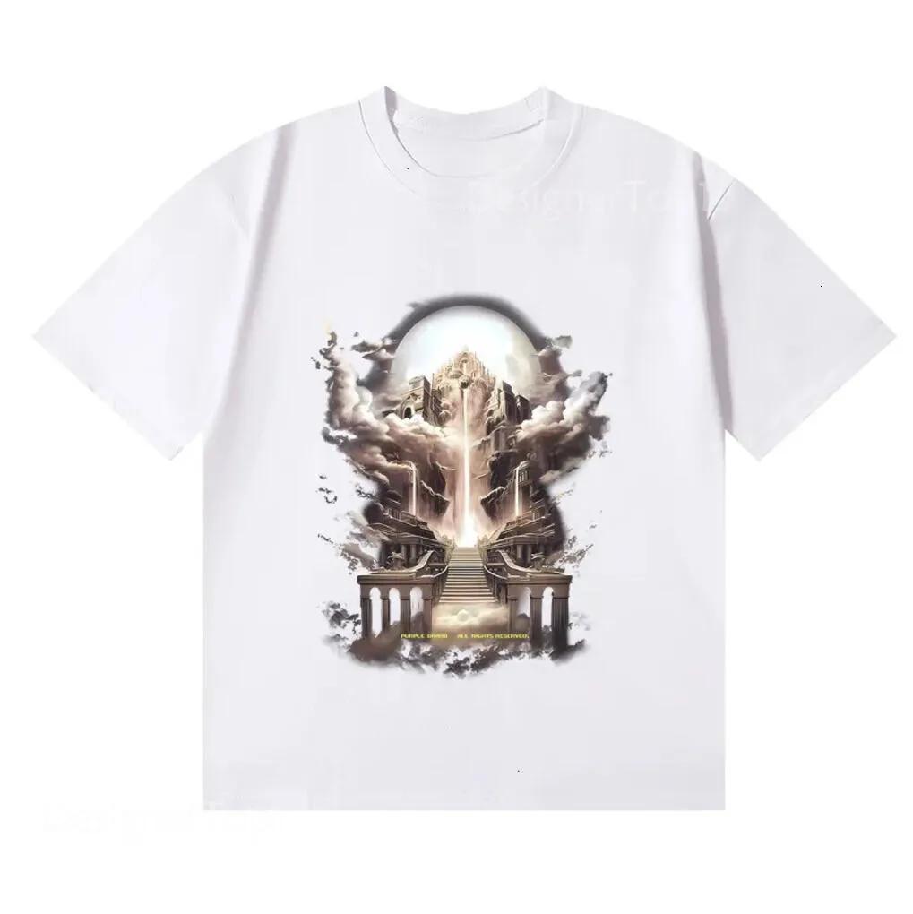 Puprle Tshirt Women Designer Shirt Casual Letter Printed Summer Breathable Cotton Shirt High Quality High Street Style Retro Loose Fit Purples Gr