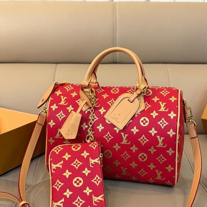 12A Top Nano Speddyss Designer Pillow Shoulder Bag Luxury Women Boston Top quality Leather Handbag Monogram Brown Old Flower Light Gold Hardware Cro