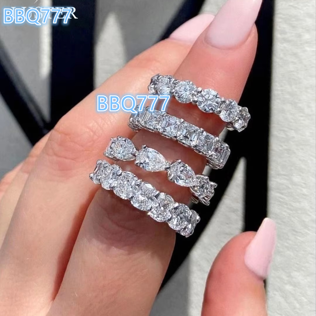 Luster Deposit Custom Bridal Band Design 10k/14k/18k Eternity Engagement Wedding Real Gold Moissanite Ring for Woman