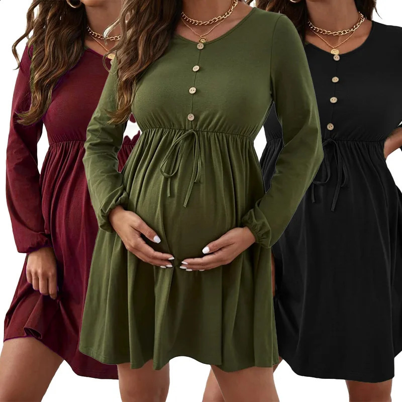 Maternity Dresses Poshoot Women Clothes Summer Striped Short Sleeve Pregnant Button-down Casual Dress Fashion Shirt Clothing 260916