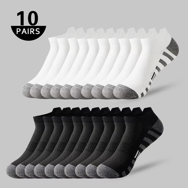 510 Pairs Mens Short Socks Summer Thin Black White Grey Casual Business Mesh Breathable Sports Gift 260917