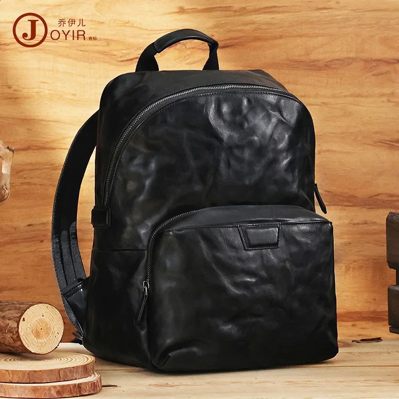 Street Fashion Genuine Leather Backpack Men Large Capacity Commute Casual Travel Bag 260916