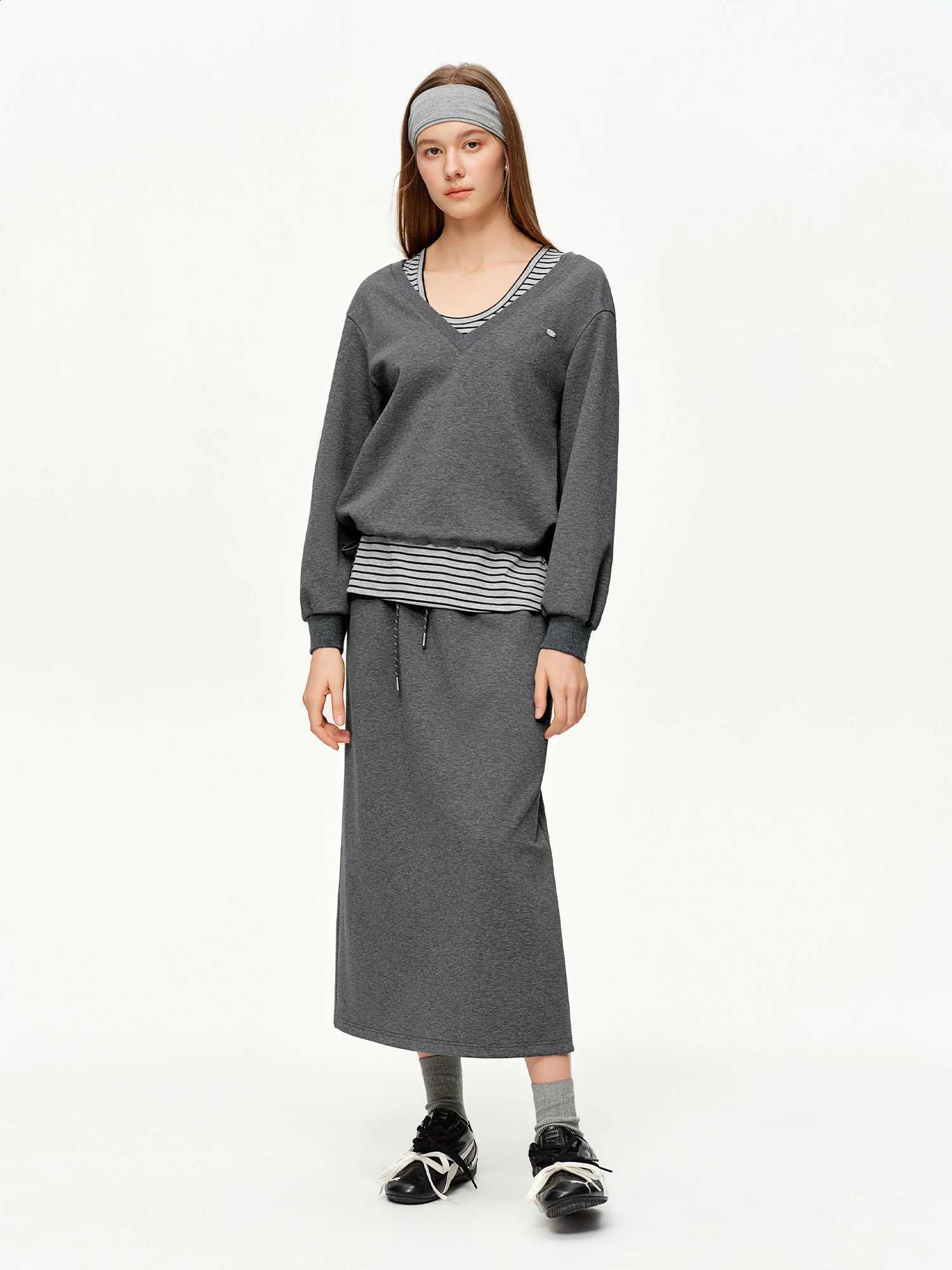 Korean-Style Women's Three-Piece Set DUSHU Cotton Spring 2026 New Arrival Collection Hoodie Tank Top and Skirt Women SetW260915