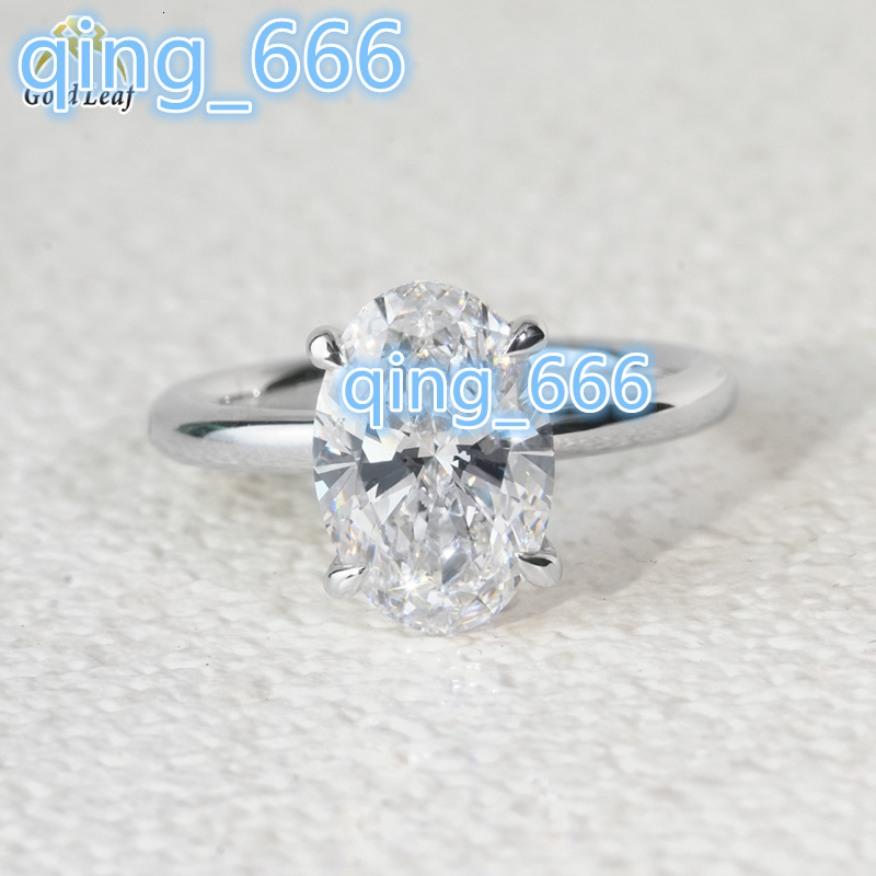 Goldleaf Customize Jewelry Ring 14k 18k White Gold Oval Shape 1ct 2ct 3ct D VVS for Women's Lab Grow Diamond Ring