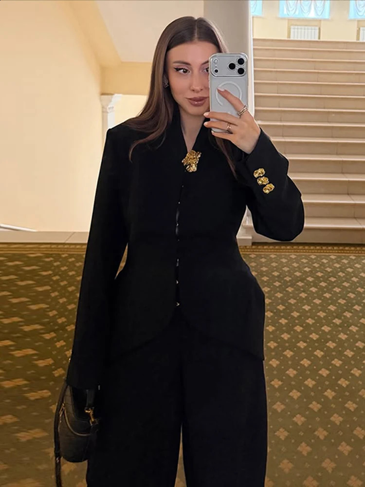 Women's Coats Mermaid Hem Single Breasted Suit Jacket Street Female Long Sleeve Waist Cinching Spring Blazer Lady Outerwears 260915