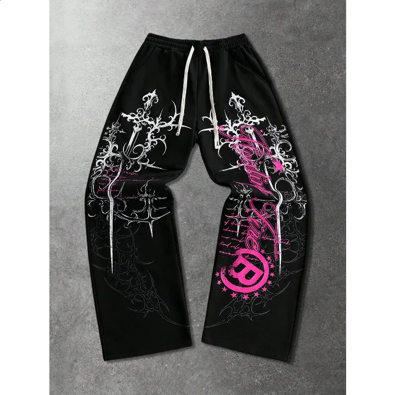 2026 Trendy Y2K Gothic Thorn Printed Pants Mens and Womens Running Retro Rock Straight Fashion Street Casual 260917