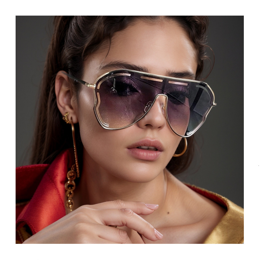 Vintage Brand Designer Luxury Sunglasses New One-Piece Large Frame Toad-Shaped European And American Style Personality Outdoor Hollow Y2k Sunglasses