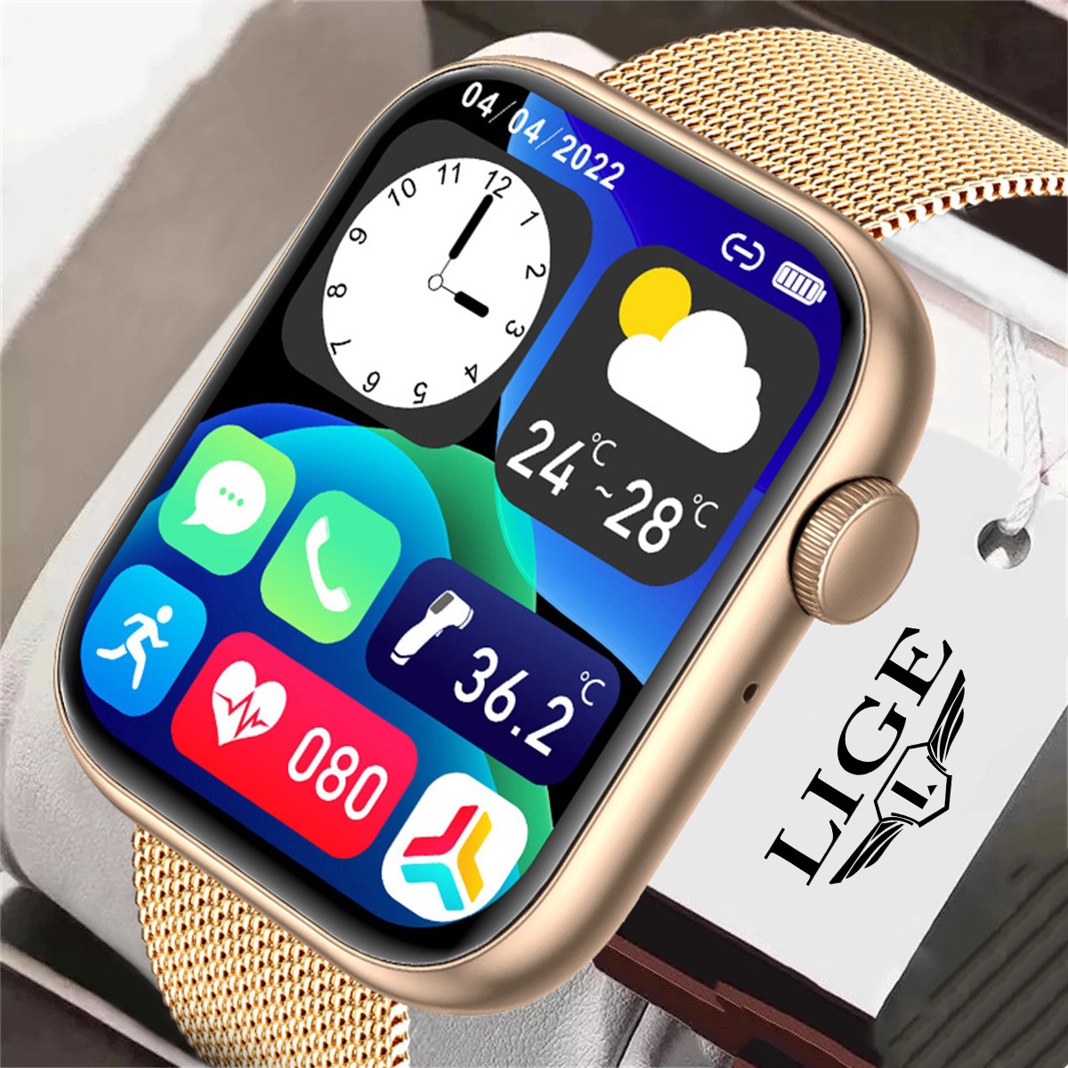 luxury watch sports smart with Bluetooth calling health monitoring heart rate tracking sports language assistant waterproof wristband mens watches h