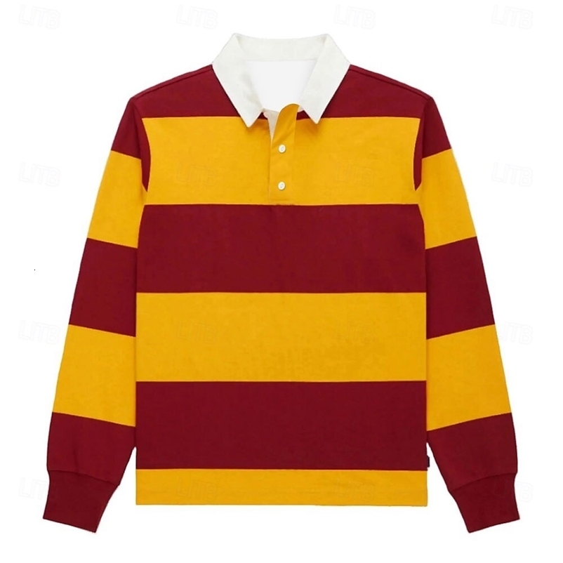 Fashion Stripe Block Color Polo Shirt 3D Printed Creative Multicolored Long Sleeve Pullover Autumn Outdoor Sports Casual Clothes 260916