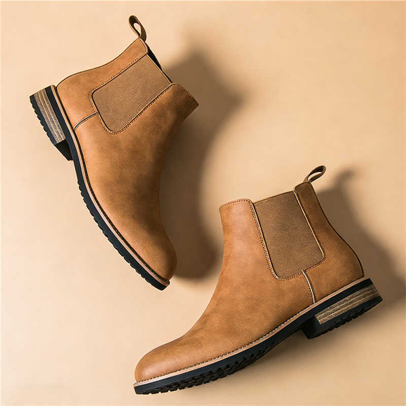 Designer fa1able Winter Patent Leather Chelsea Ankle Boots Men's Tops For Men Flats Everyday All Match Shoes D260917