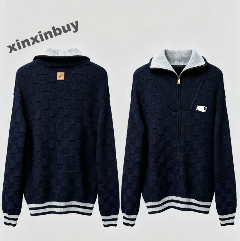 Men Checkerboard Knitted Cardigan pattern Sweatshirt Hoodie Designer Women Paris cotton Long Sleeve Man Paris Street white green black S-2XL