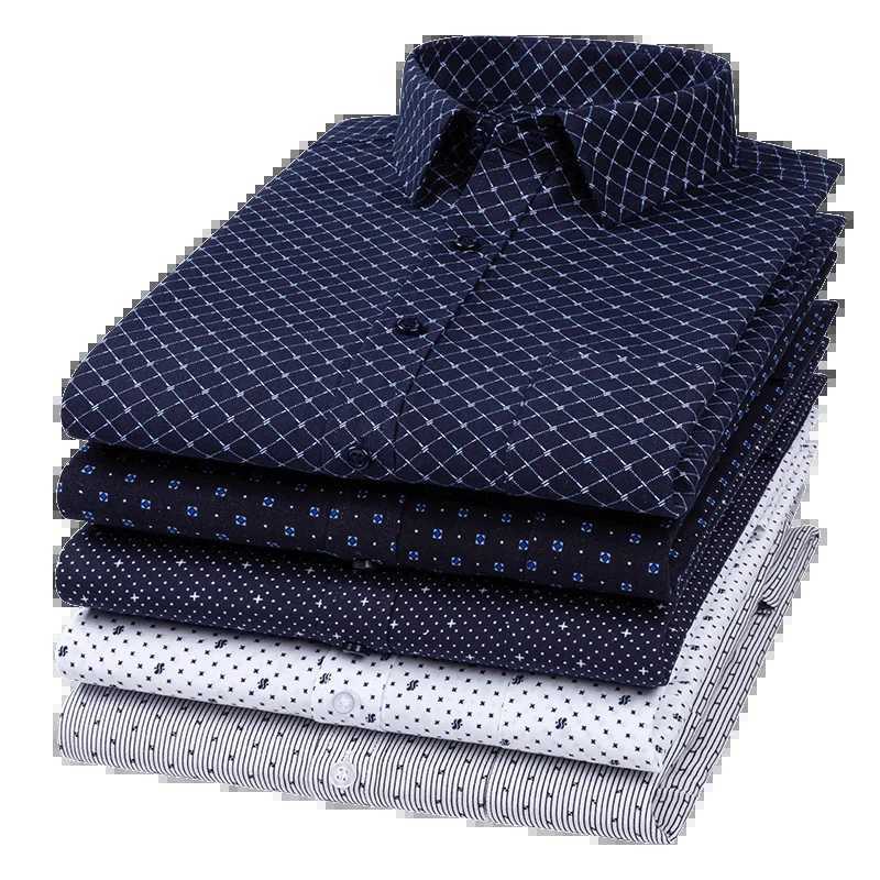 Men's Long Sve Casual Shirts Fashion Print Cotton Standard Fit Button Pocket Soft Shirts For Man Office Business Dress New Q260917