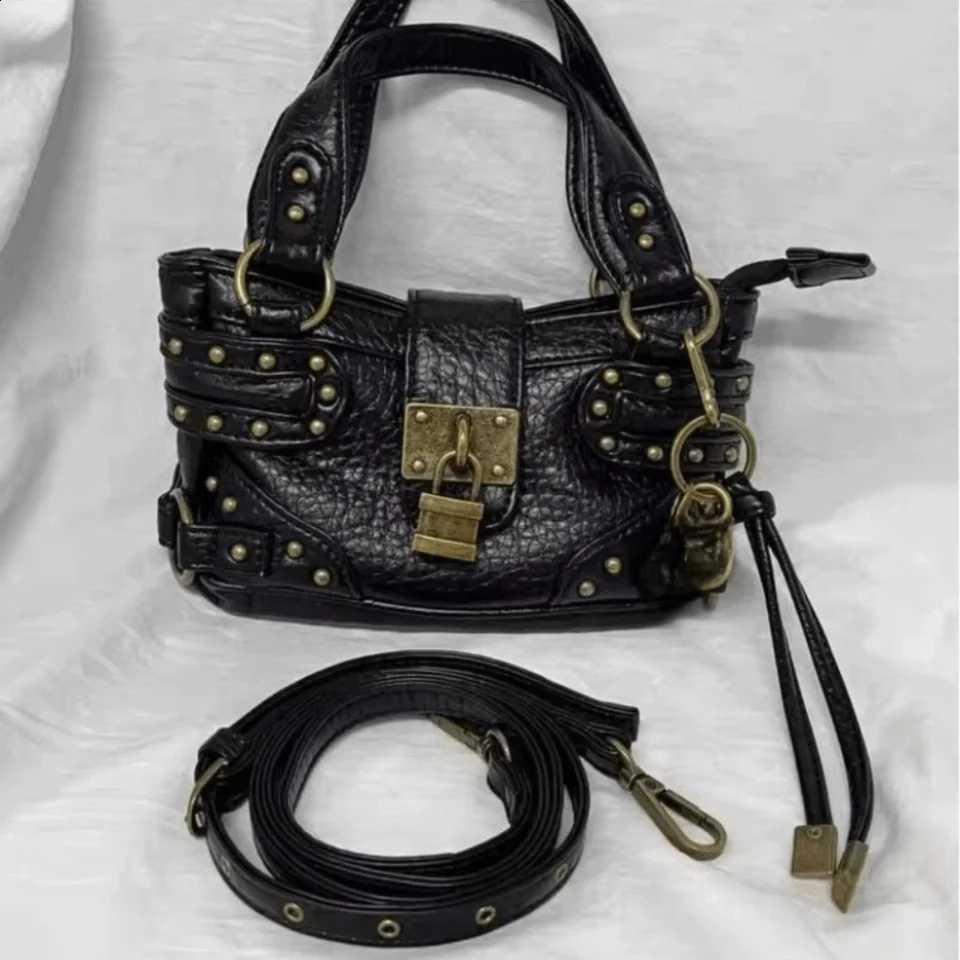 High Quality Punk Style Shoulder Bag PU Leather Armpit Purse Lock Design Small Tote Handbag for Women H260916
