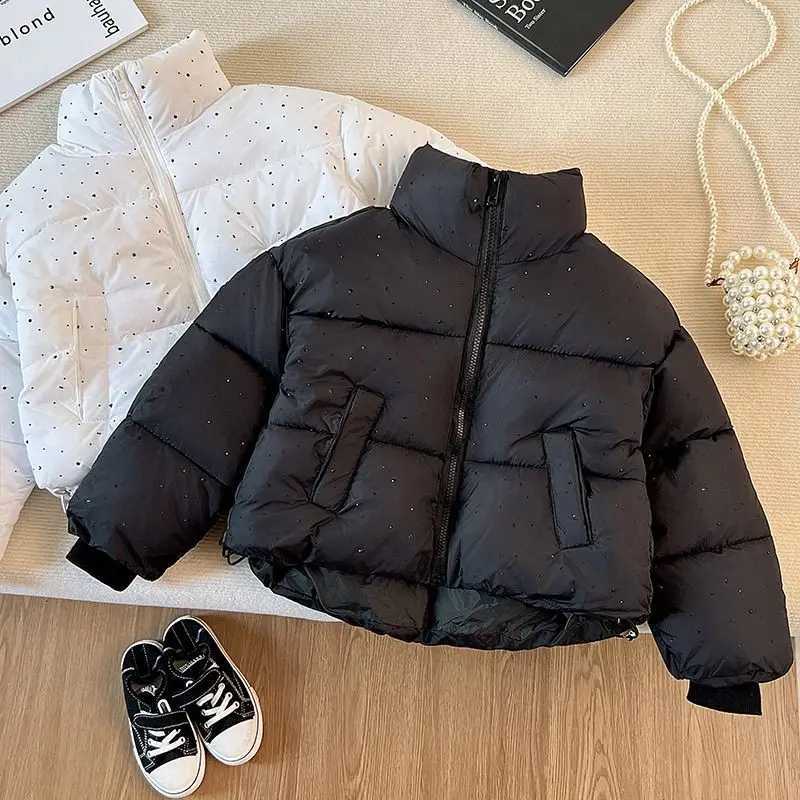Rhinestone Girls 2026 Puffer Winter Jacket Korean Star-Studded Fashion Coat Glitter Zip-Up Quilted Down Jacket J260917