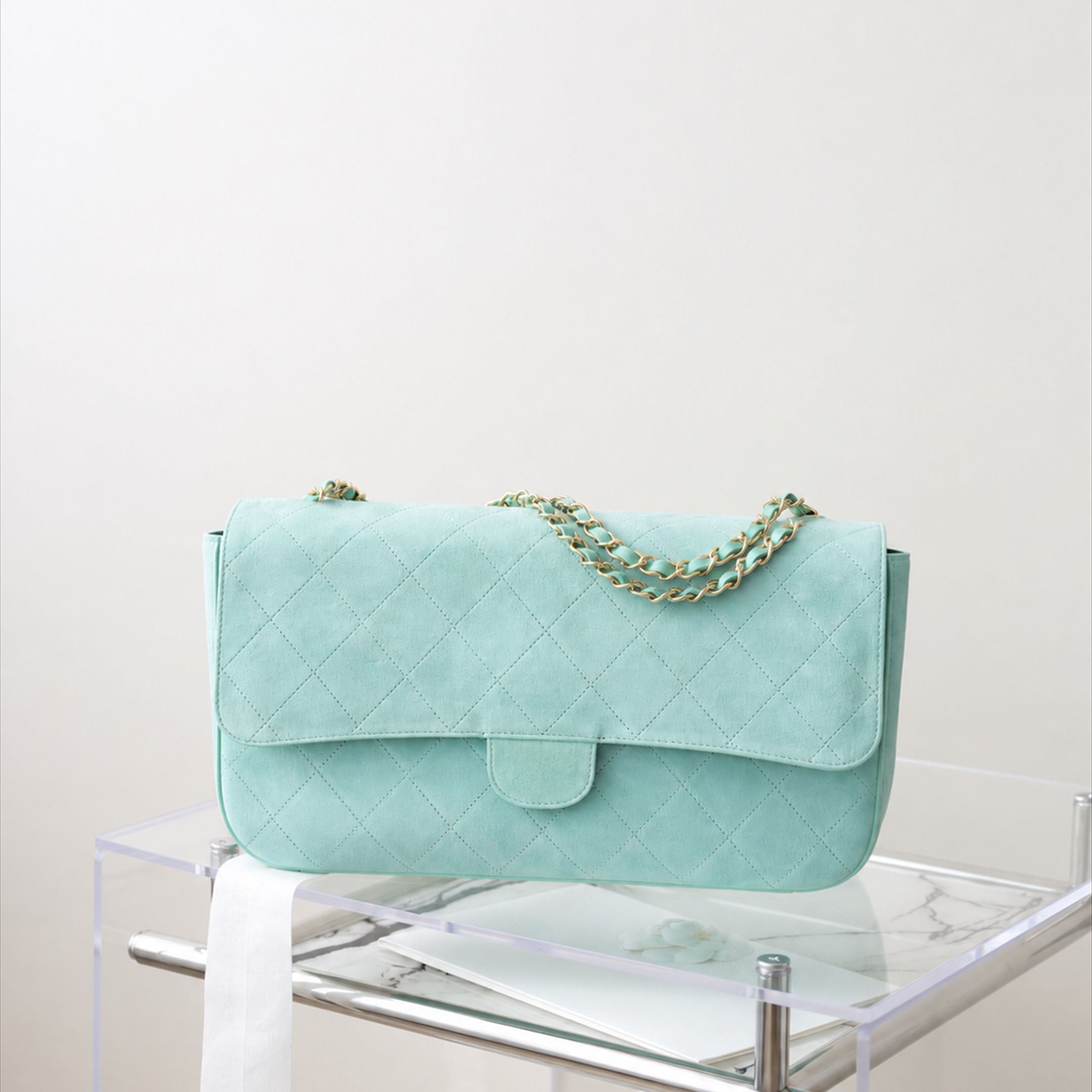 Designer Bag Suede Flap Bag Series Mint Green Quilted Chain Shoulder Purse Vintage Crossbody Handbag for Travel Shopping Daily Wear