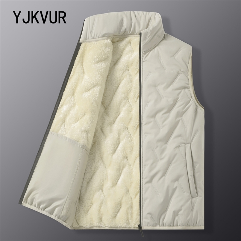 YJKVUR Autumn Winter 2026 Windproof Outdoor Vest Men Sleeveless Casual Coats Camping Hiking Warm Fleece Thick Waistcoat 260916